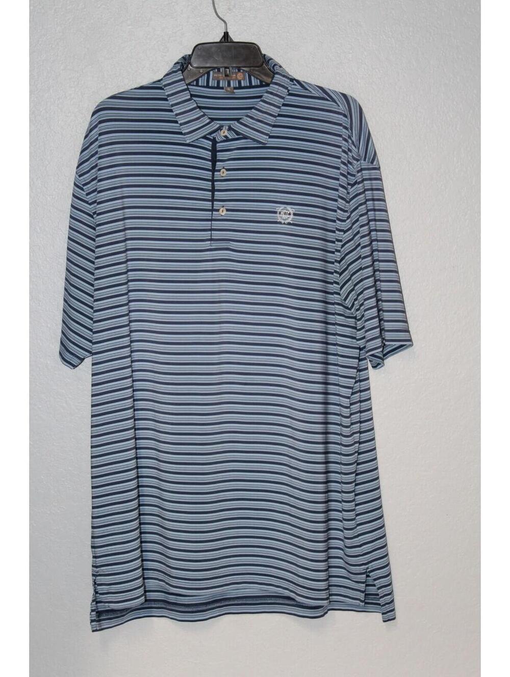 Peter Millar x Manufacturers Golf & CC Men XL Summer Comfort Polo Blue Striped